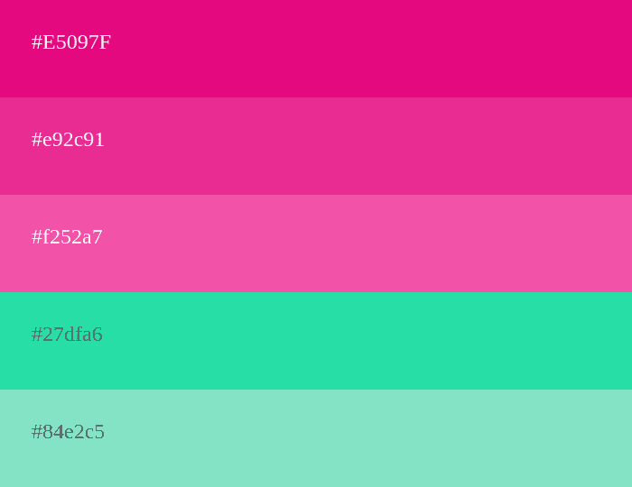 magenta and turquoise color palette