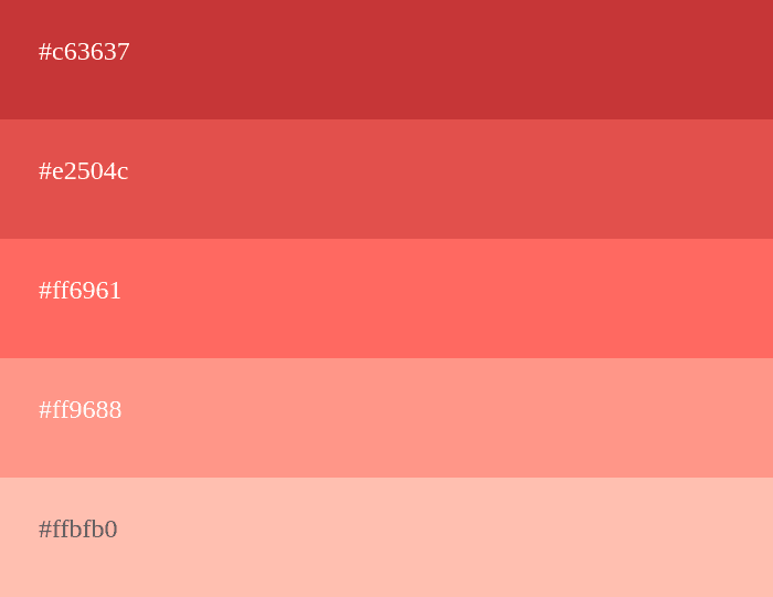 palette de couleur rouge pastel