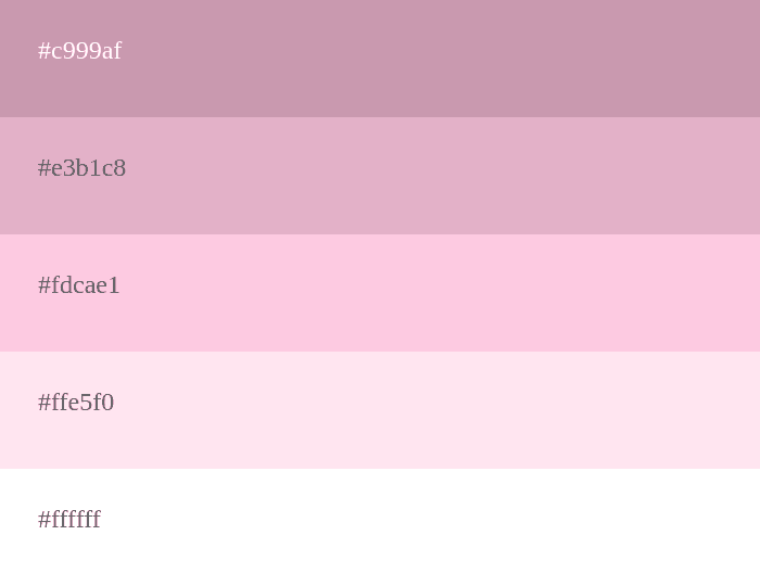 palette de couleurs rose pastel