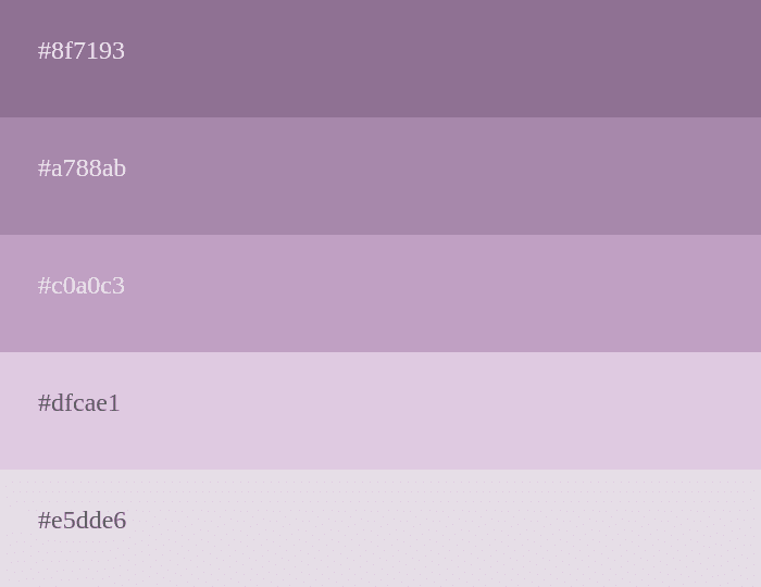 palette de couleurs violet pastel