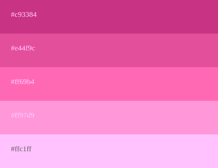 Paleta de color rosa monocromática