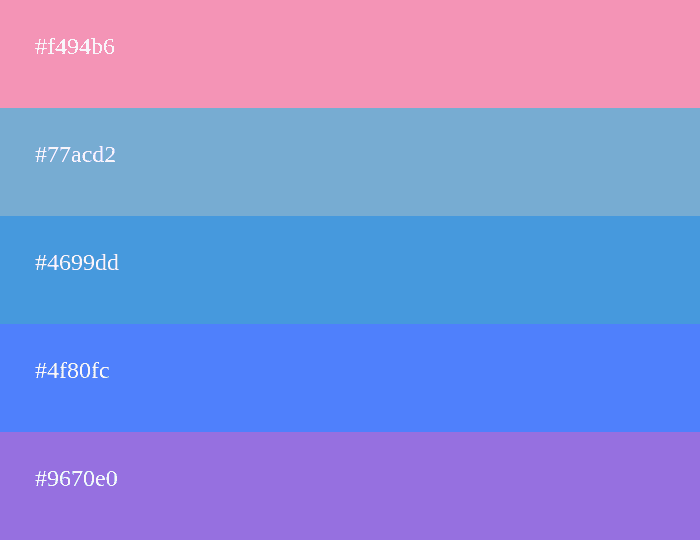 Cool pink, blue, and purple color palette