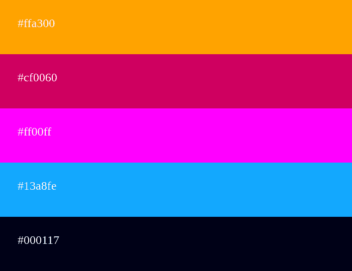 palette de couleurs fluorescentes