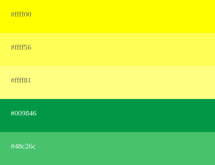 Palette de couleurs jaune et vert