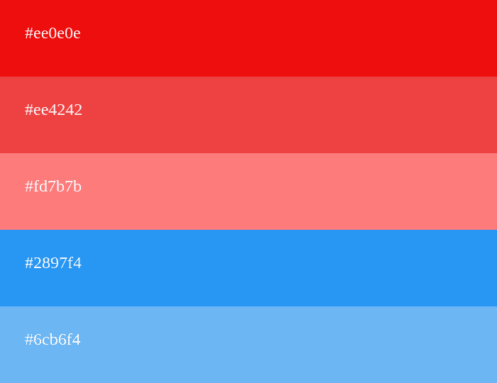 Combinação de cores vermelho e azul