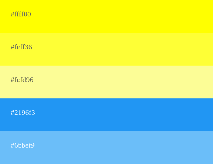 Palette de couleurs jaune et bleu