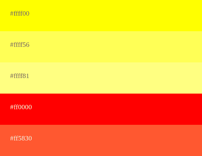 Palette de couleurs jaune et rouge