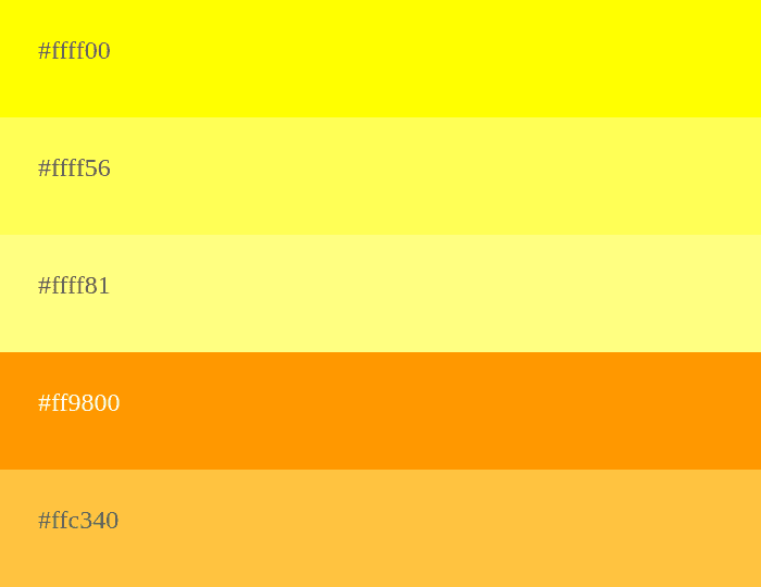 Palette de couleurs jaune et orange