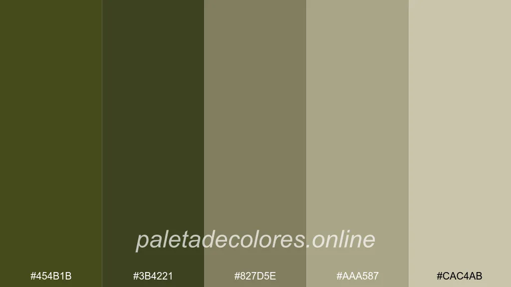 Classic khaki and olive shades commonly seen in army uniforms.