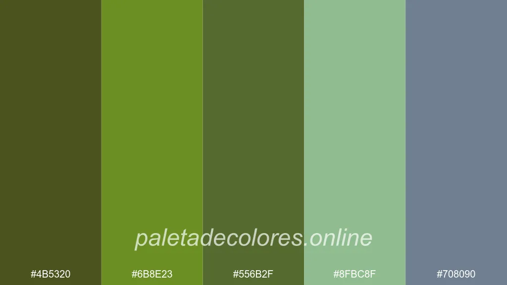 A monochromatic palette based on army green.