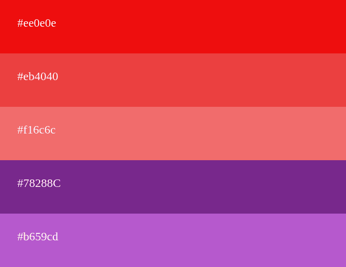 Combinação de cores vermelho e roxo