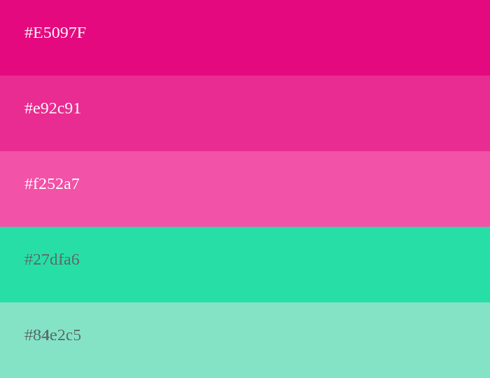 palette de couleurs magenta et turquoise