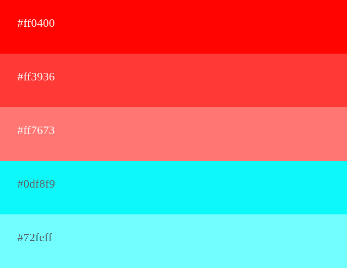 Red and cyan color combination
