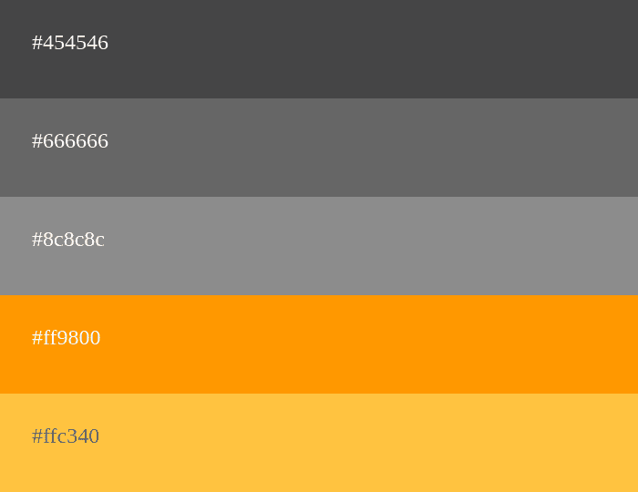 Palette de couleurs gris et orange