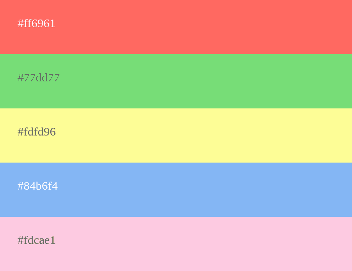 Colores Pasteles Color Palette