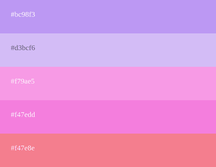 palette with pastel purple