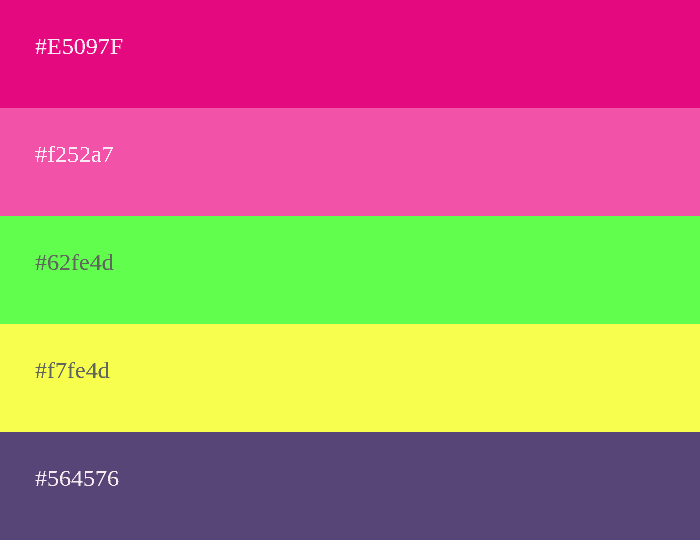 Magenta Farbpalette mit Grün, Gelb und Petrolblau