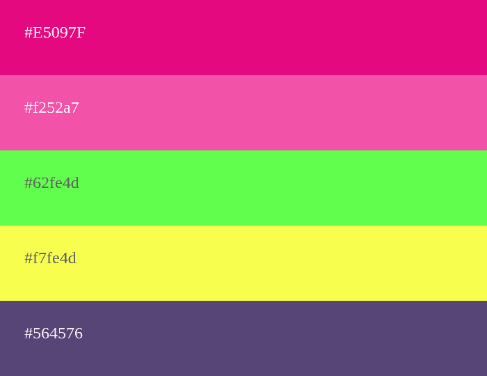 magenta color palette with green, yellow and petrol blue