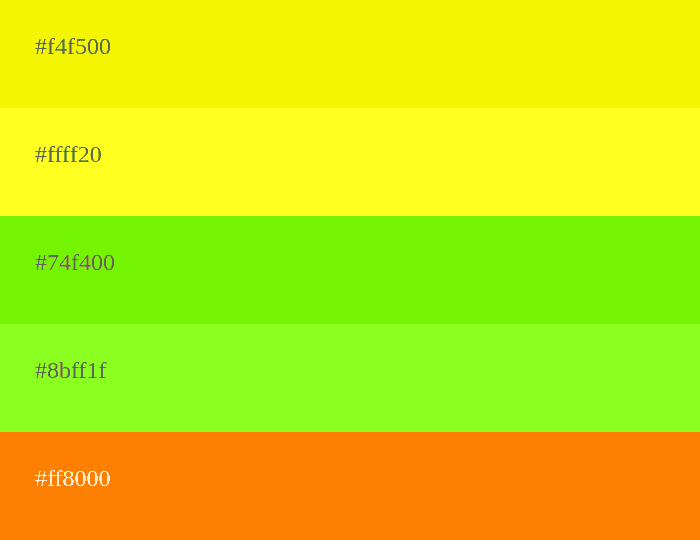 Analog palette of the color yellow