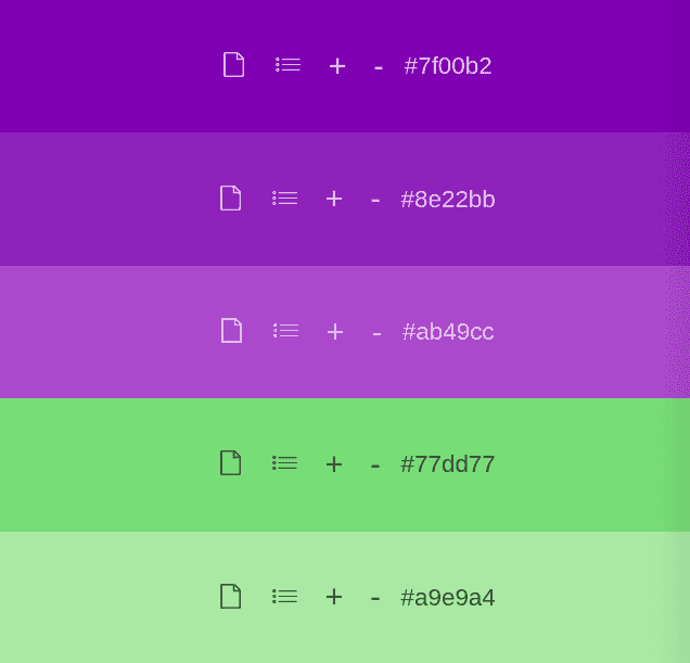 Palette de couleurs violet et vert