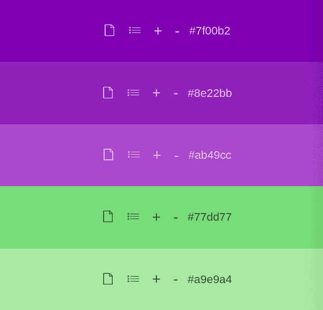 Paleta de cores roxa e verde