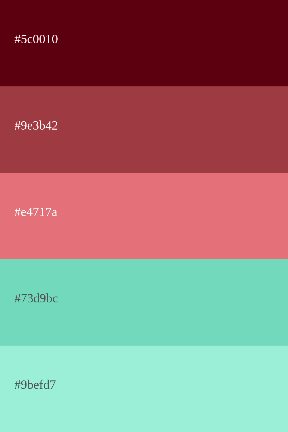 Koralle mit Türkis Farbpalette