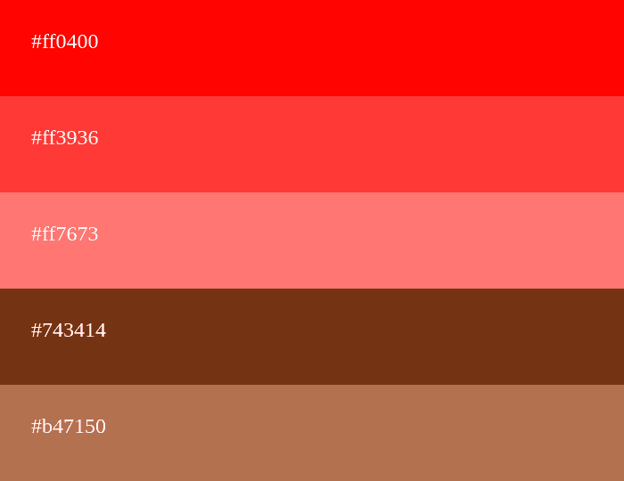 Combinação de cores vermelho e marrom