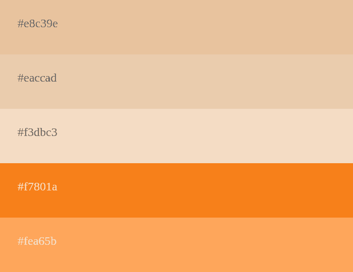 palette de couleurs beige et orange