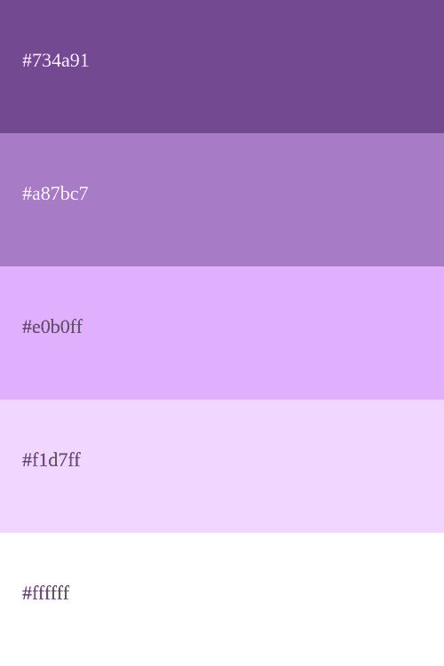 Paleta de cores roxas códigos combinações e tipos