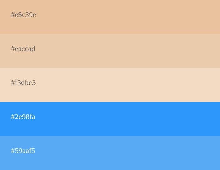 palette de couleurs beige et bleu