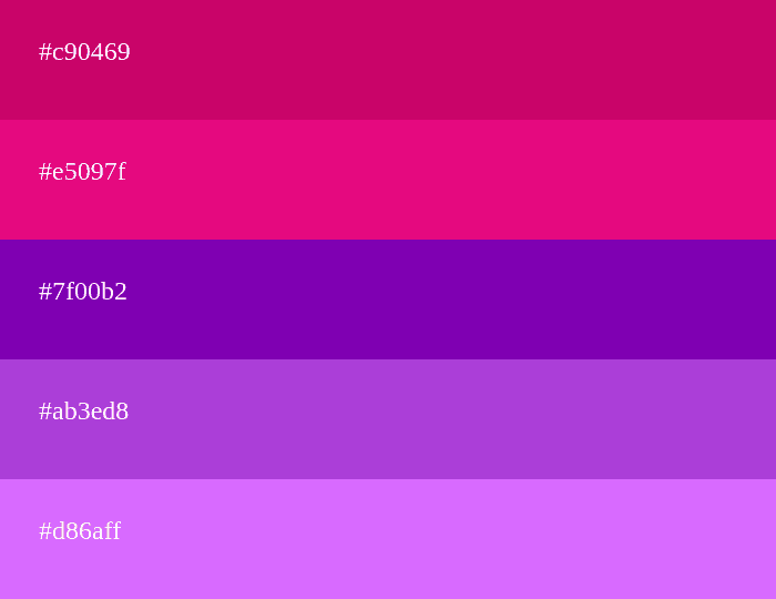 cores frias de magenta e violeta