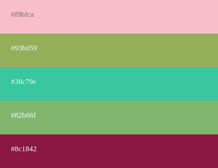 Cool dark pink, green, and magenta colors