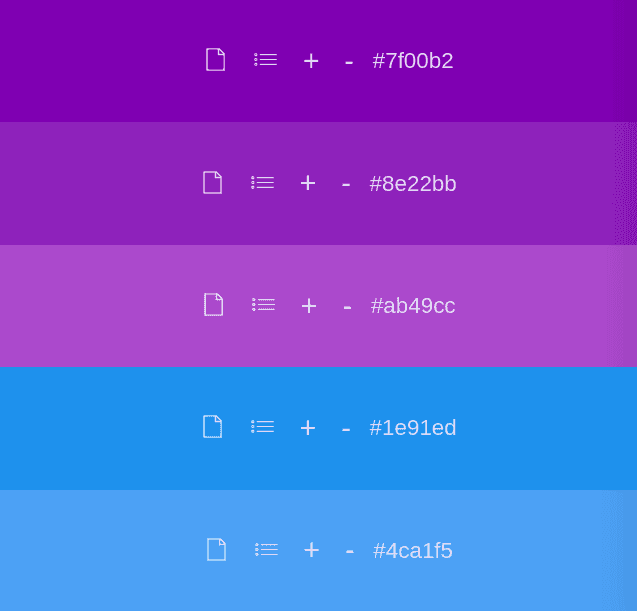 Palette de couleurs violet et bleu