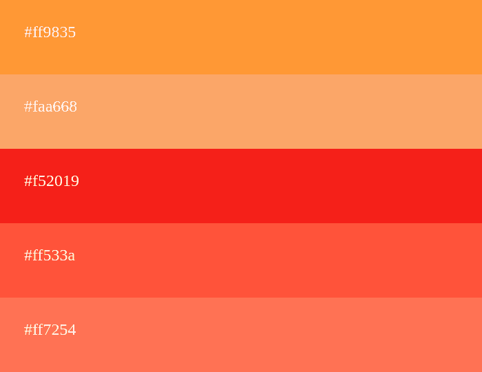 Warm color palette orange with red