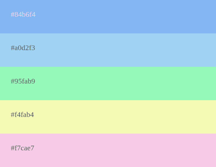 Pastel color palettes with blue