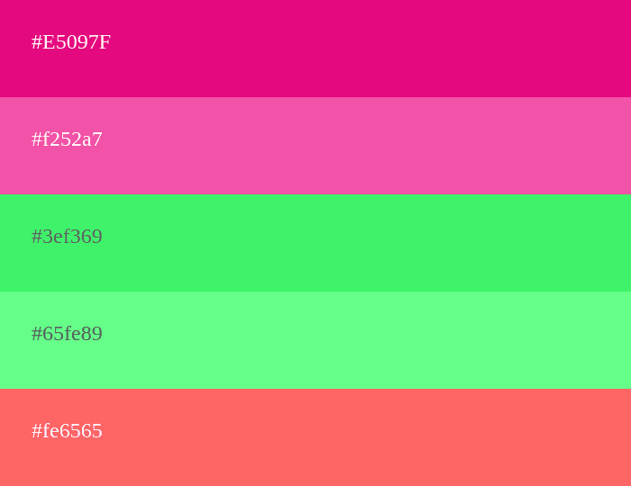 magenta color palette with green and red
