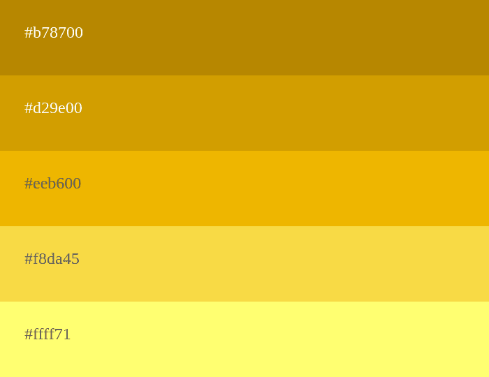 Ochre color palette