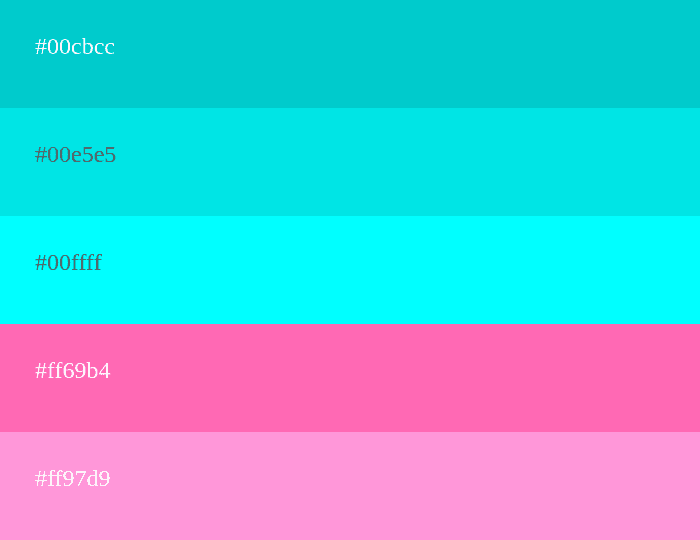 Cyan and Pink Color Palette
