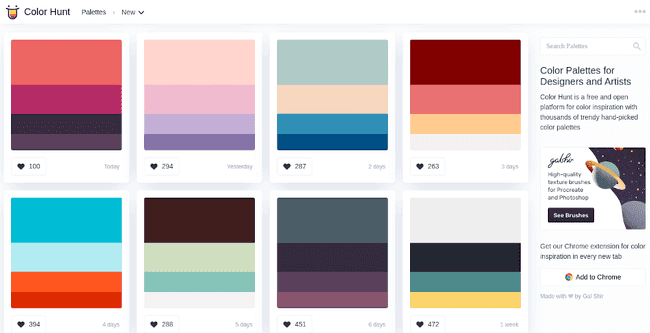 Color Palettes for Designers and Artists - Color Hunt