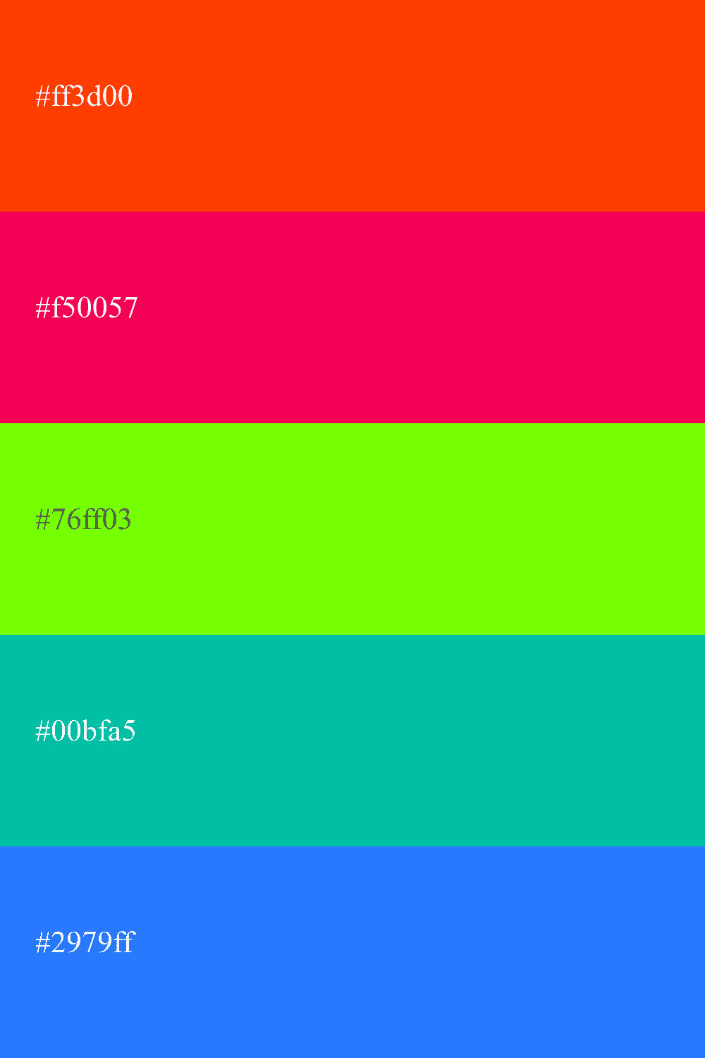 Palette de couleurs vives: Euphorie Électrique