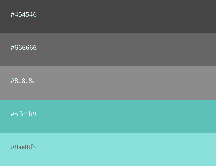Paleta de cores cinza e turquesa