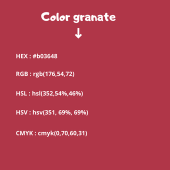 códigos del color garnet