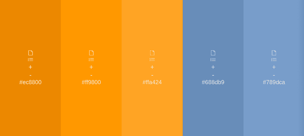 Paleta de color naranja y azul