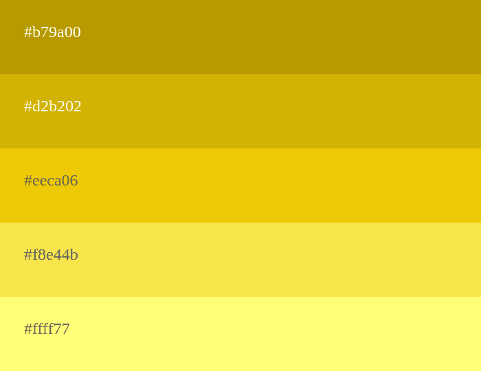 Dark yellow color palette