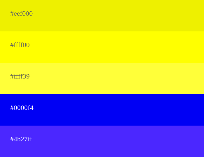 Palette complémentaire de la couleur jaune