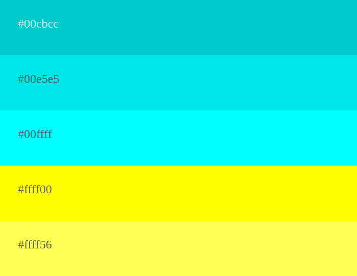 Cyan and yellow color palette