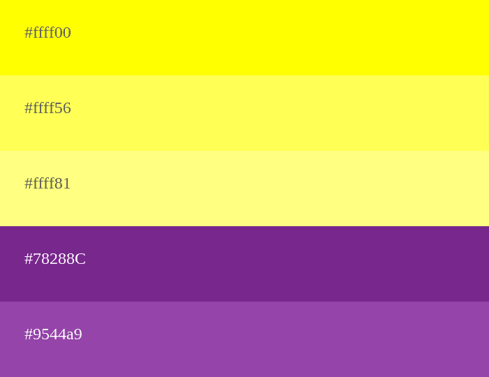 paleta de cores amarelo e violeta