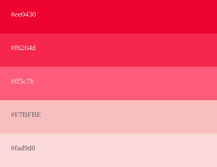 Combinação de cores vermelho e rosa