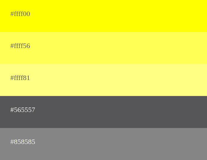 Palette de couleurs jaune et gris