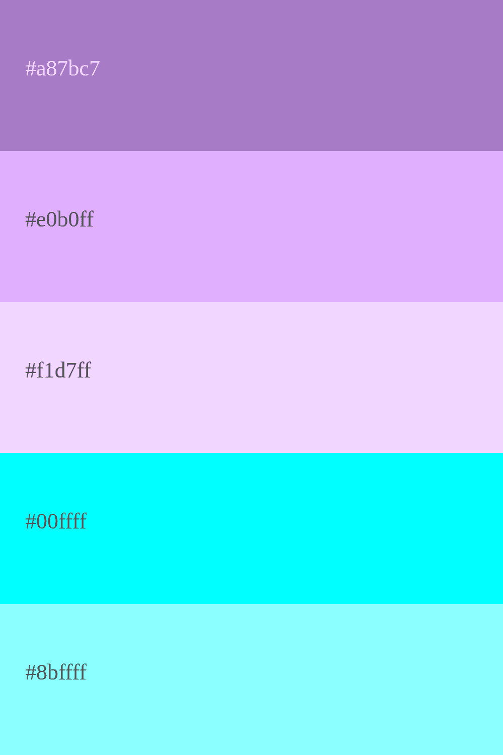 couleur mauve et cyan